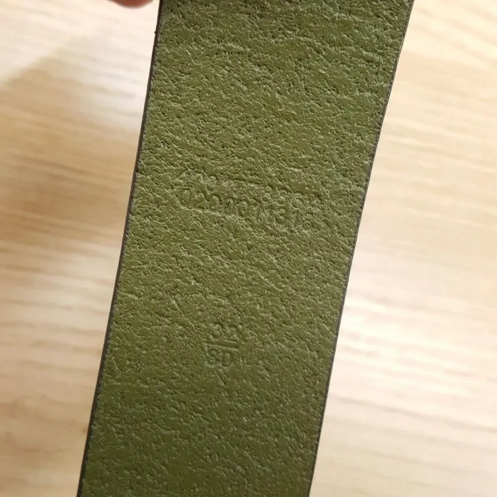POLO RALPH LAUREN Belt Mens Size 32 Green Pebbled Leather Gold Buckle Pony